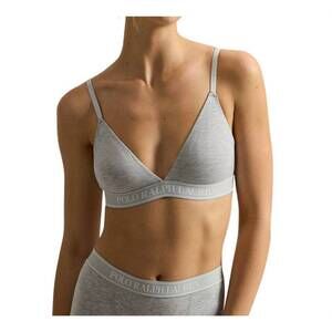 NEW POLO RALPH LAUREN logo-band triangle bralette in heather gray